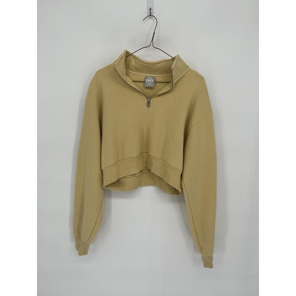 TnA Yellow Cozy Perfect Fleece Mockneck Quarter zip Sweatshirt Medium